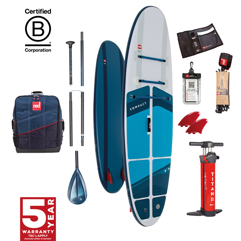 red paddle Compact 9.6 opblaasbare sup blauw voordeelpakket