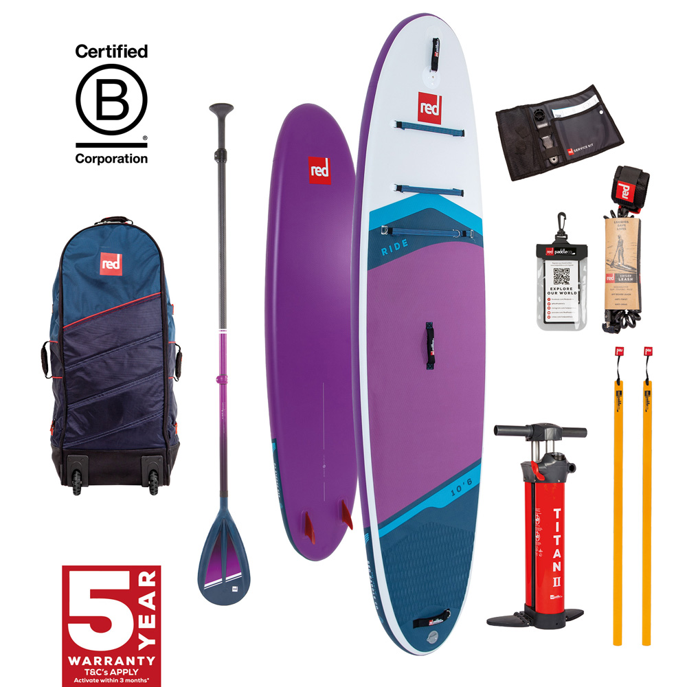 red paddle Ride CT 10.6 opblaasbare sup paars voordeelpakket