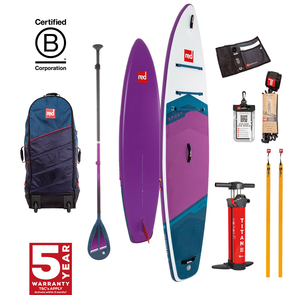 red paddle Sport HT 11.0 opblaasbare sup paars voordeelpakket