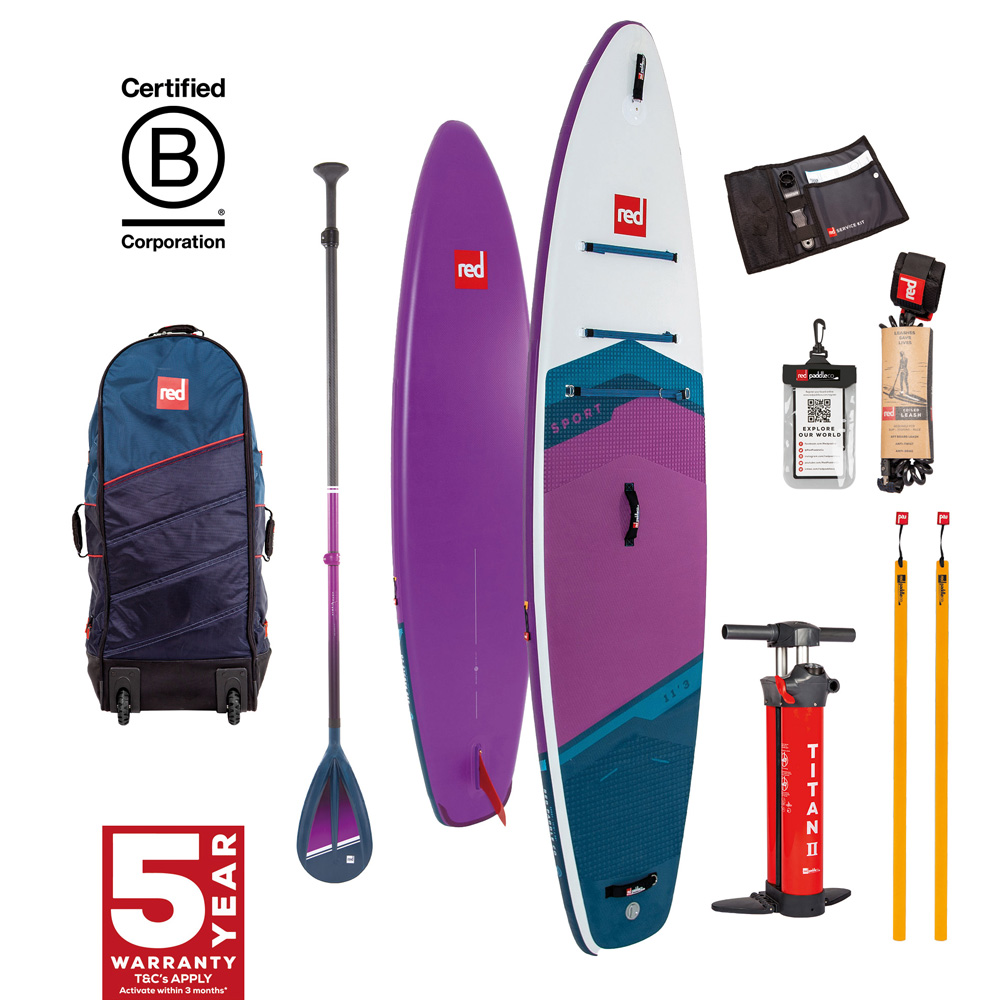 red paddle Sport HT 11.3 opblaasbare sup paars voordeelpakket